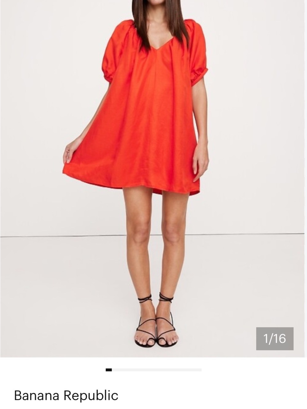 Black Banana Republic Bright Puff-Sleeve Mini Dress